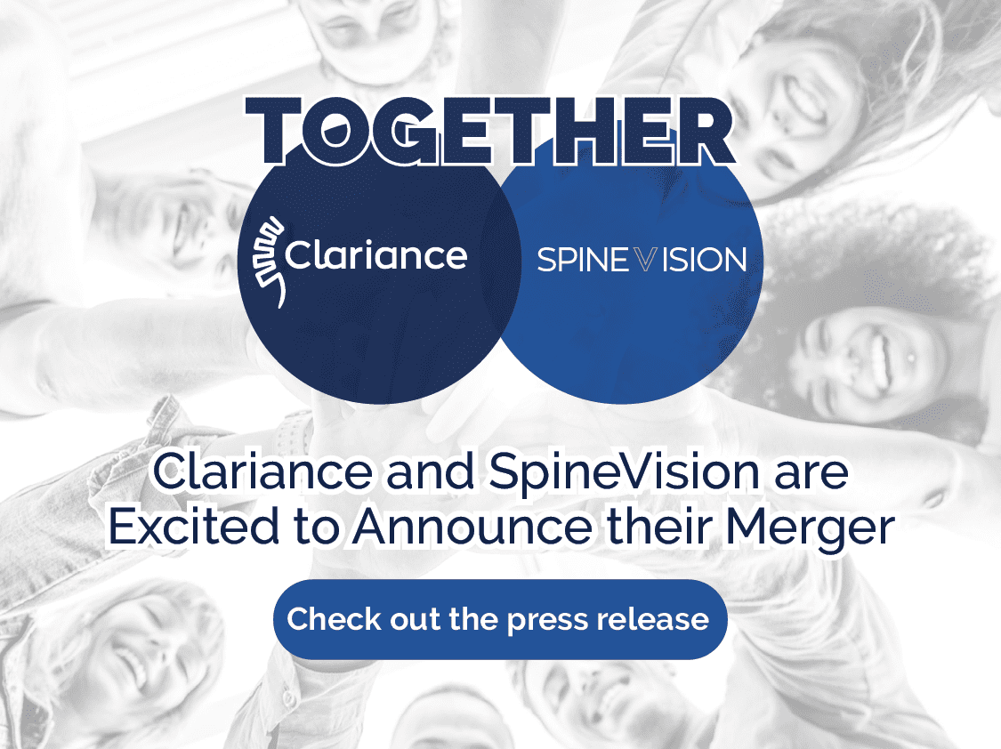 Clariance and SpineVision announce their Merger.